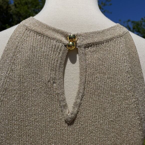 INC Gold Shimmer Tank Top Large Gold Sparkle Sheen Going Out Tank Top Large INC - Picture 8 of 15